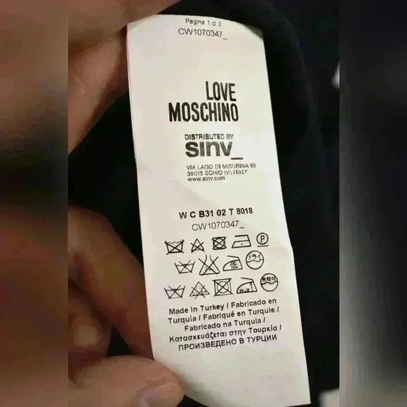 NWT LOVE MOSCHINO Navy Blue Viscose  Long Sleeve Rhinestone Sparkle Blouse 4US - Picture 5 of 8